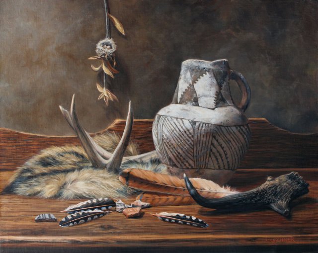 Leslie Kirchner, leslie kirchner art, leslie kirchner painting, western art, western painting, western artist, wildlife art, wildlife artist, wildlife painting, anazazi, anazazi painting, anazazi pitcher, ancient puebloan, ancient puebloan art, ancient pe
